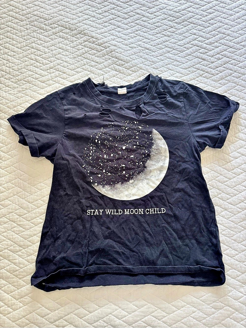 Distressed Moon Graphic Short Sleeve Tee